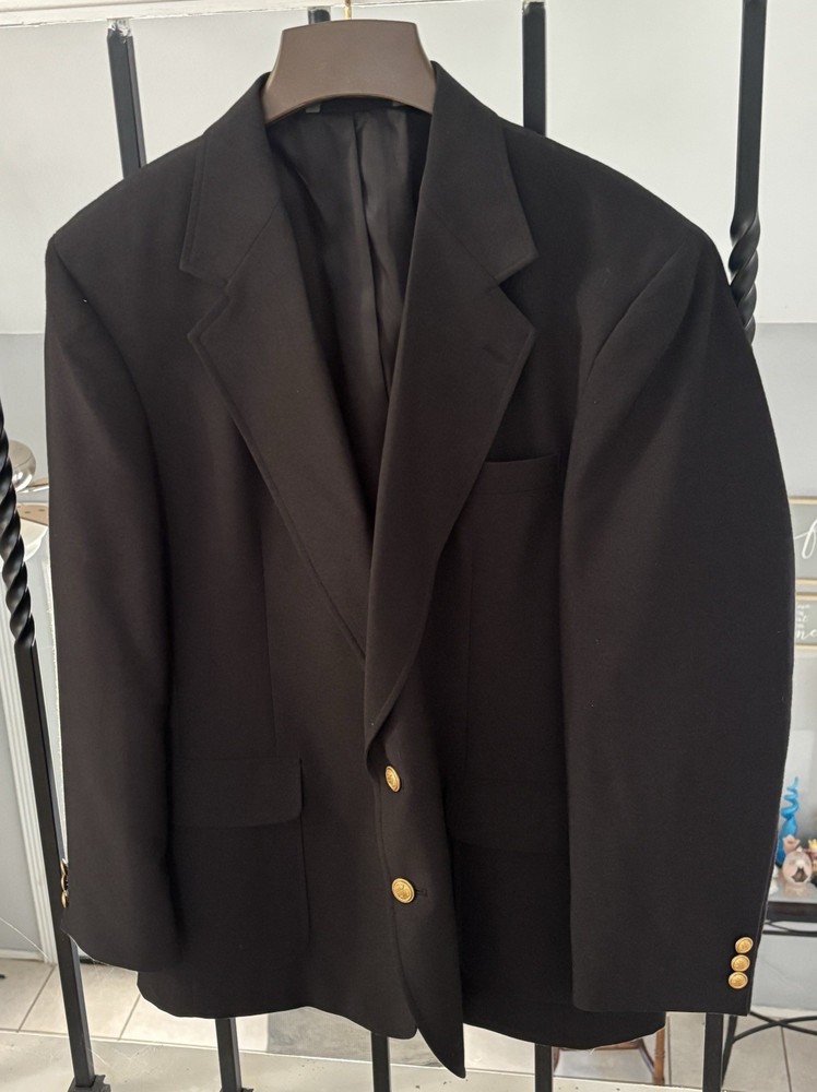 Classic Collection Blazer Mens 44 Black Solid  Two-Button