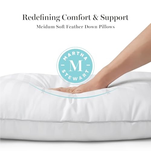 Medium Soft Feather Down 100% Cotton 500 Thread Queen Size Set of 2 White