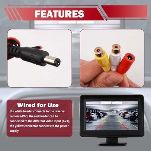 LCD Backup Camera Monitor Only,4.3" Backup Camera Screen with 160° Adjustment