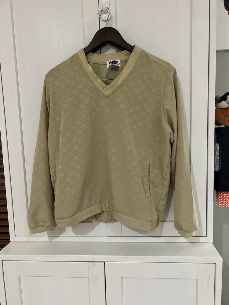 Vintage Haley Golf V-Neck Windshirt Pullover Jacket with All-Over H Logo Pattern