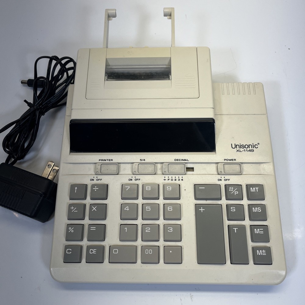Unisonic XL-1149 Calculator Printer Display 10 Digit 4 Key Memory - Adding Mach