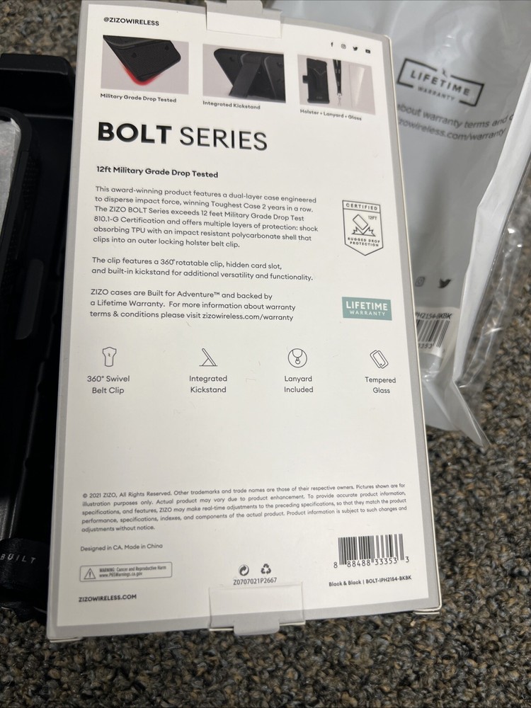 ZIZO Bolt Bundle iPhone 13, 5.4", Mini Case, Screen Protector Kickstand Holster