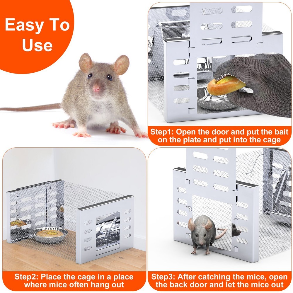2PACK Humane Rat Trap Catch & Release Live Mouse Cage Yard Animals Mouse Traps