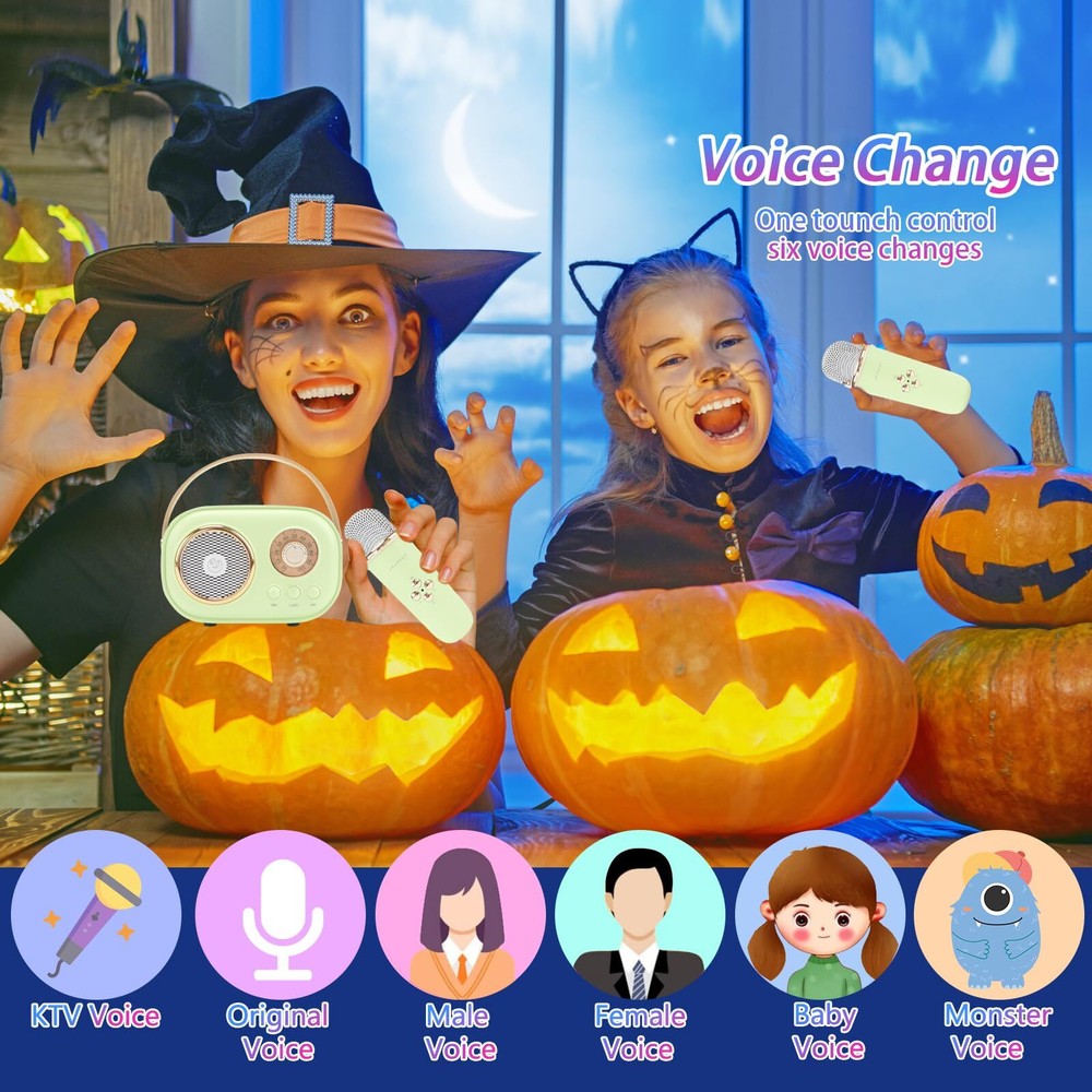 Mini Karaoke Machine for KidsPortable Bluetooth Speaker with 2 Wireless Micro...