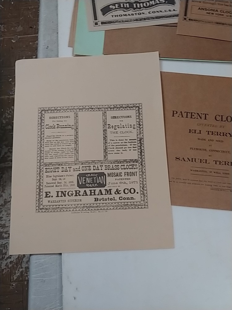 Restoration Replacement Paper Clock Labels & CLOCK DIRECTIONS