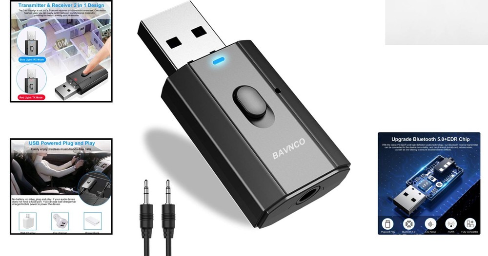 2-in-1 Bluetooth 5.0 Transmitter & Receiver with Built-in Mic - Wireless Freedom