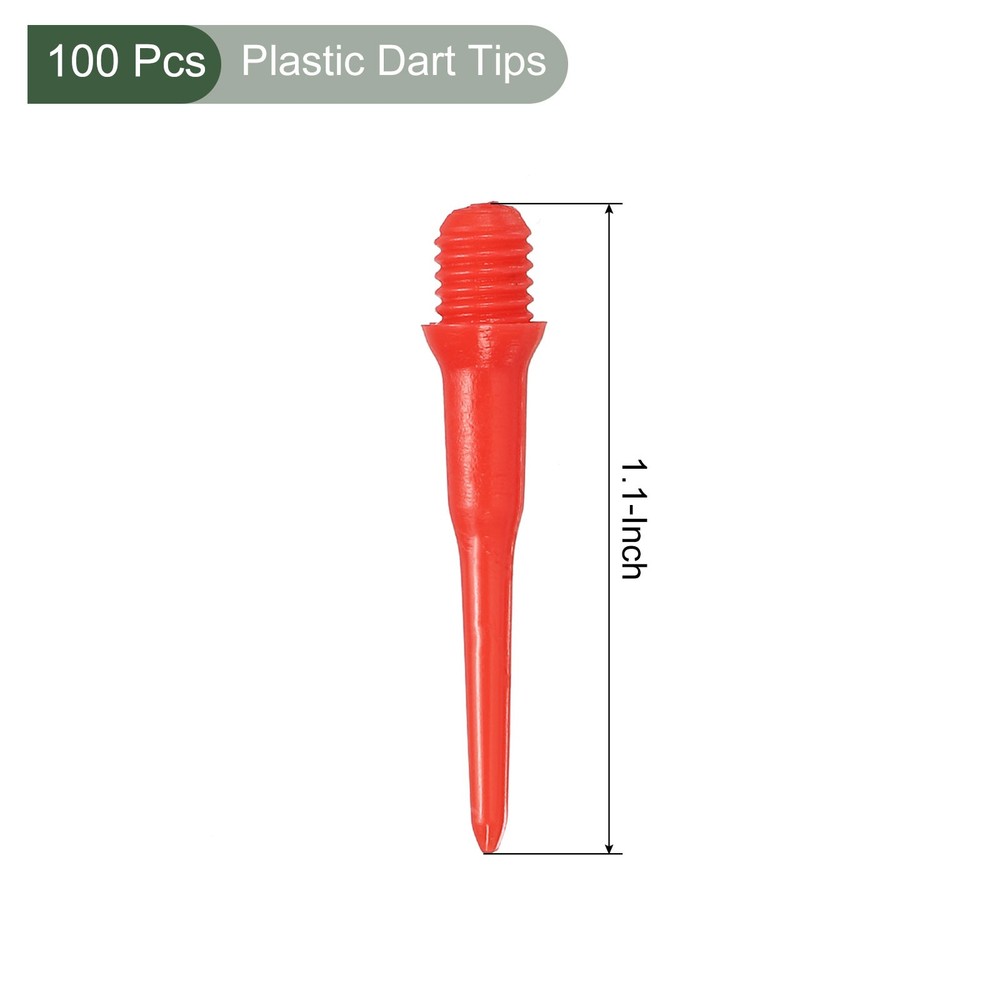 100Pcs Plastic Dart Tips,Game 2BA Thread Soft Darts Tips Red