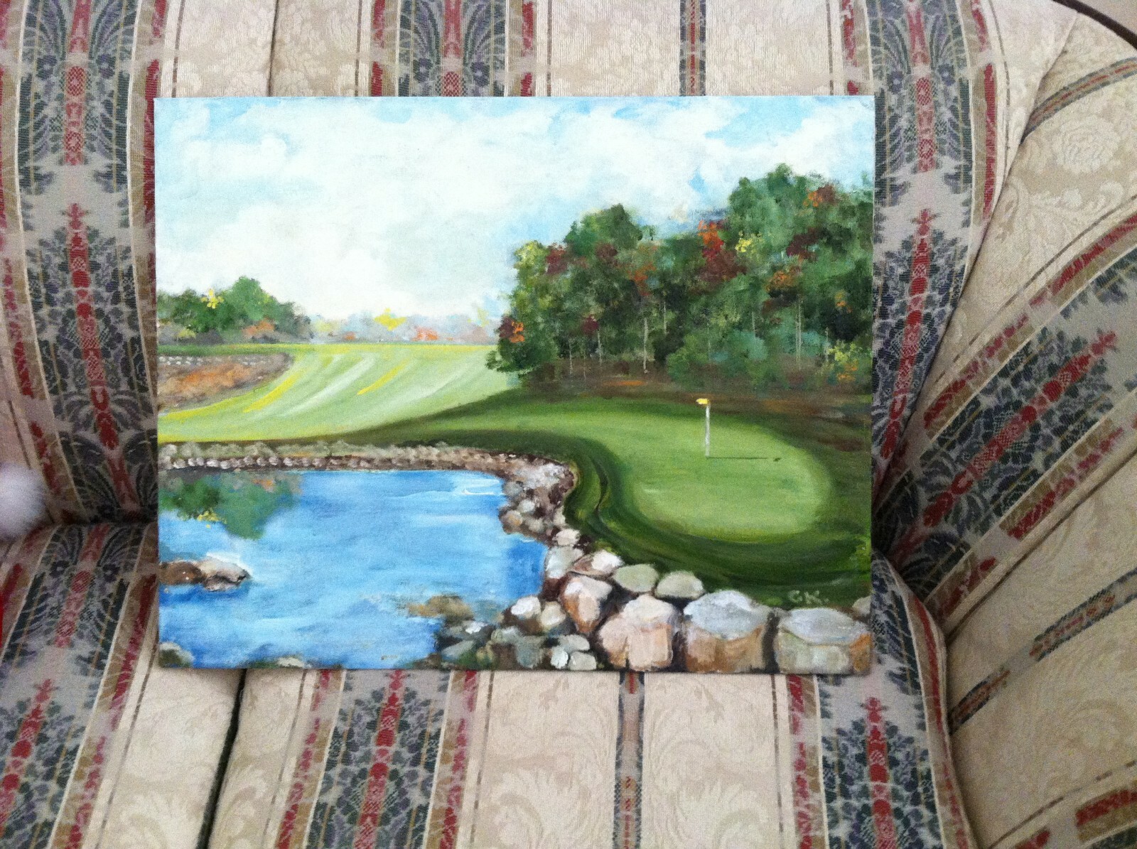 Golf Painting Original Oil On Canvas 16 x 20" Great Gift for Golfers