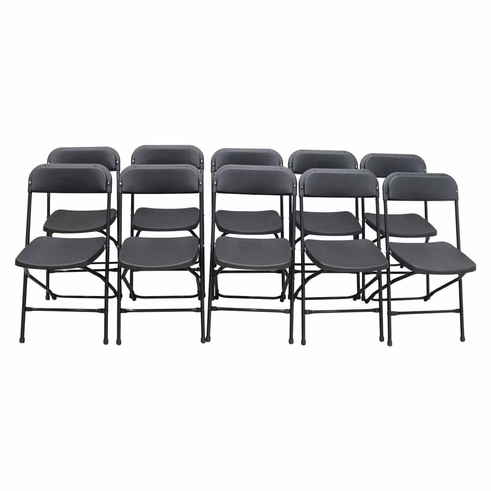 New Black Plastic Folding Chairs Stackable Chairs Enlarged Surface 10pcs/set