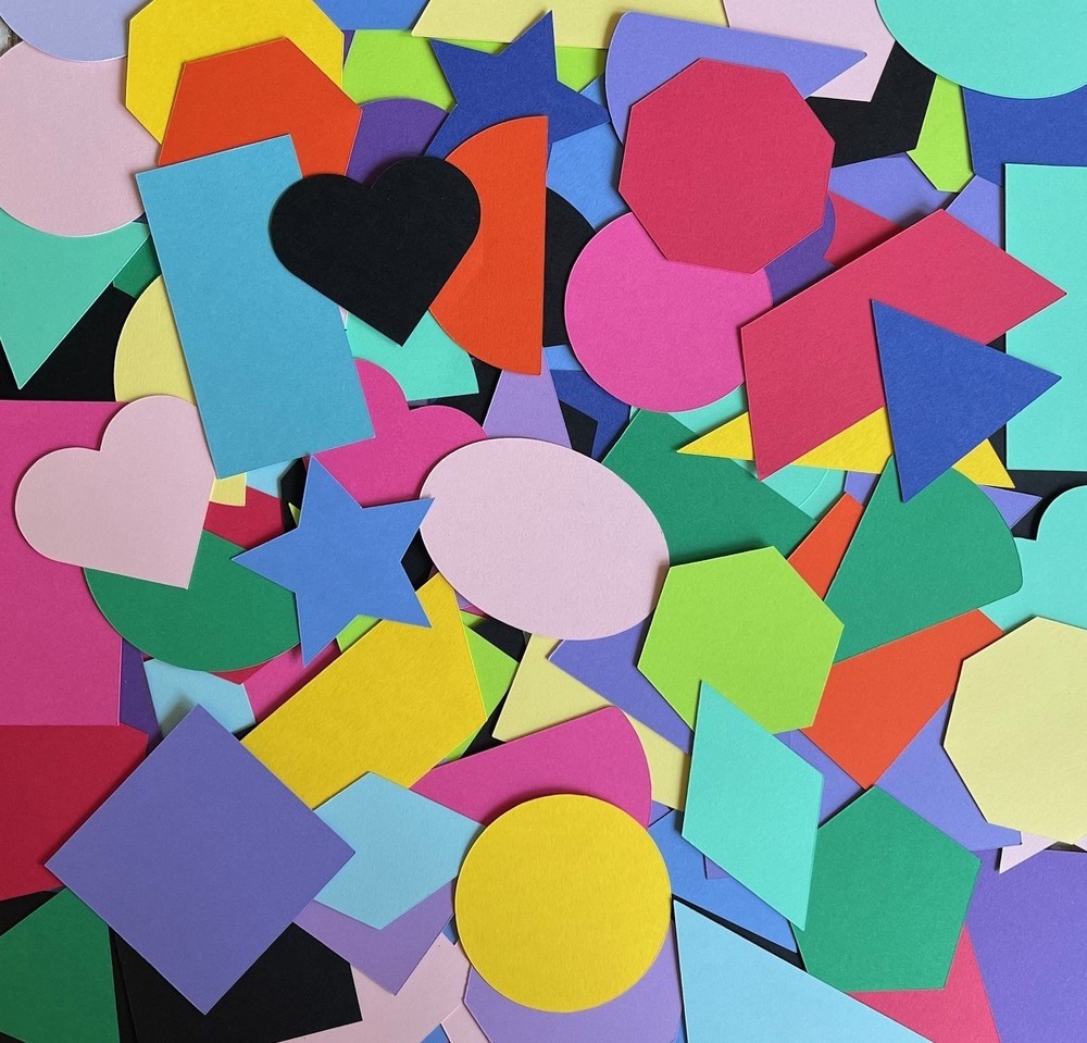 250 Geometric shapes cutouts solid colored learning shapes math crafts grab bag
