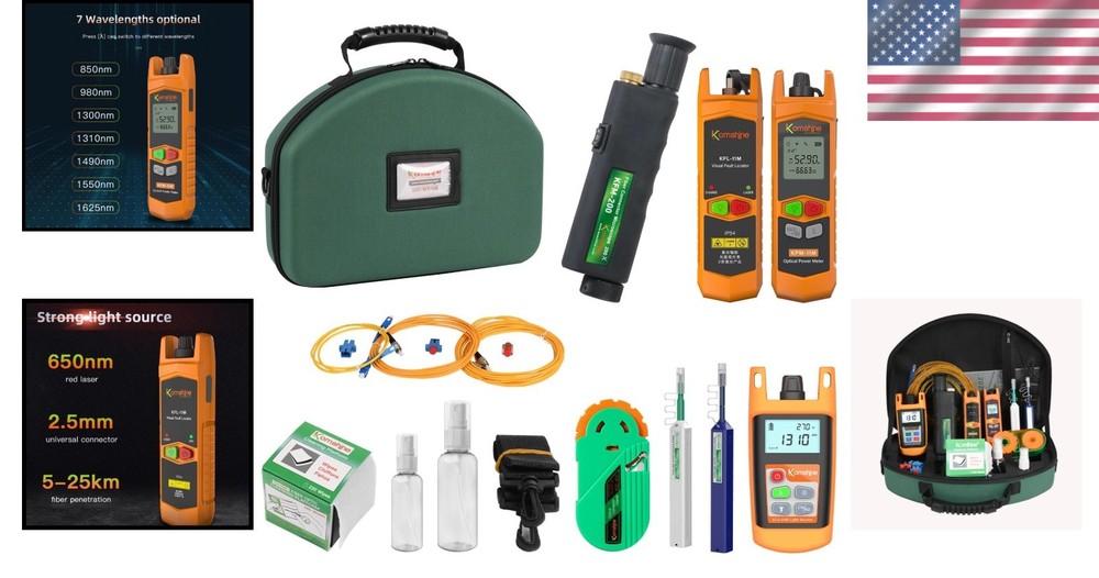 Compact Optical Fiber Loss Kit: Microscope, Power Meter & Cleaning Tools Inside