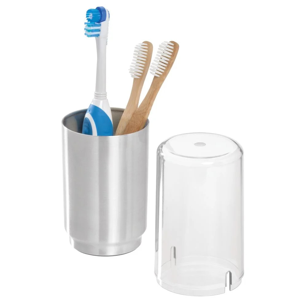 iDesign Austin Covered Toothbrush Holder, Brushed
