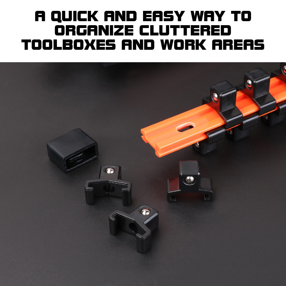 3pc Socket Organizer | 1/4 3/8 1/2" Mountable Sliding Holder Rail Tool Storage