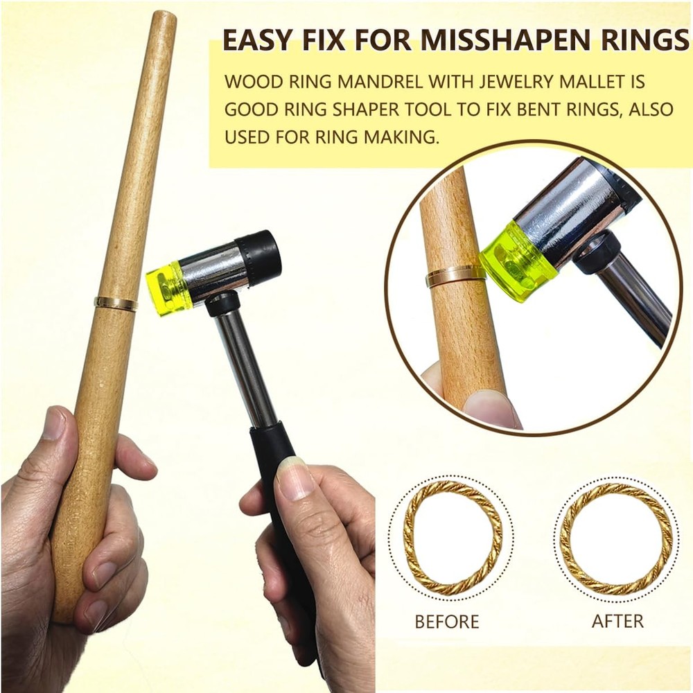 Ring Sizer Measuring Tool Ring Mandrel Sizing Kit Ring Shaper to Fix Bent Rin...