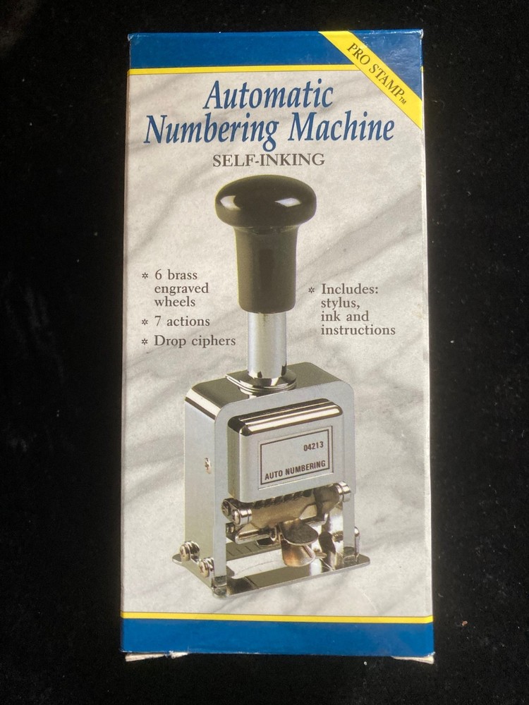 Rogers Automatic Numbering Machine Self Inking 6 Wheels 7 Actions  NEW open box