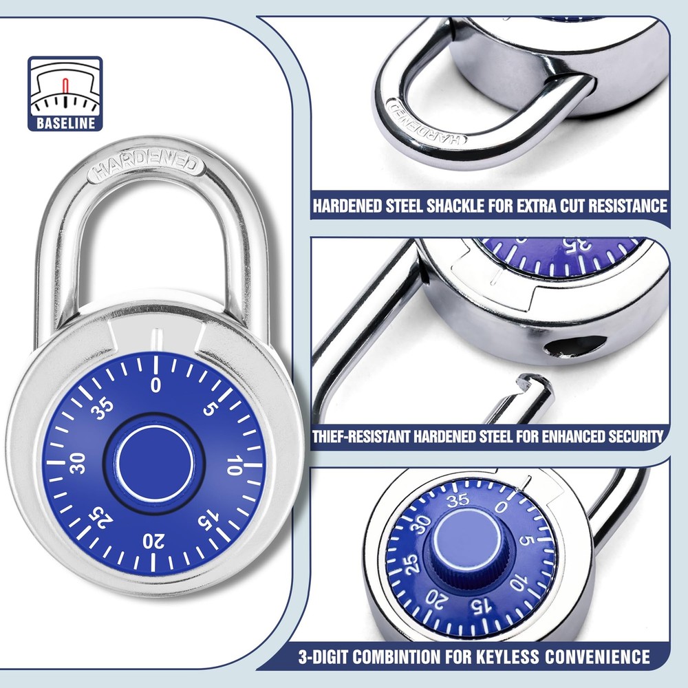 Combination Padlock 1 Pack, 50 mm (2") Blue Dial Fixed Dial with Different Co...