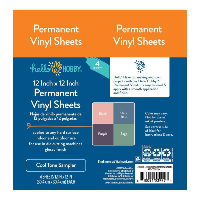 4 Count 12x12 Durable Permanent Craft Vinyl Sheets Easy Cut DIY Projects New
