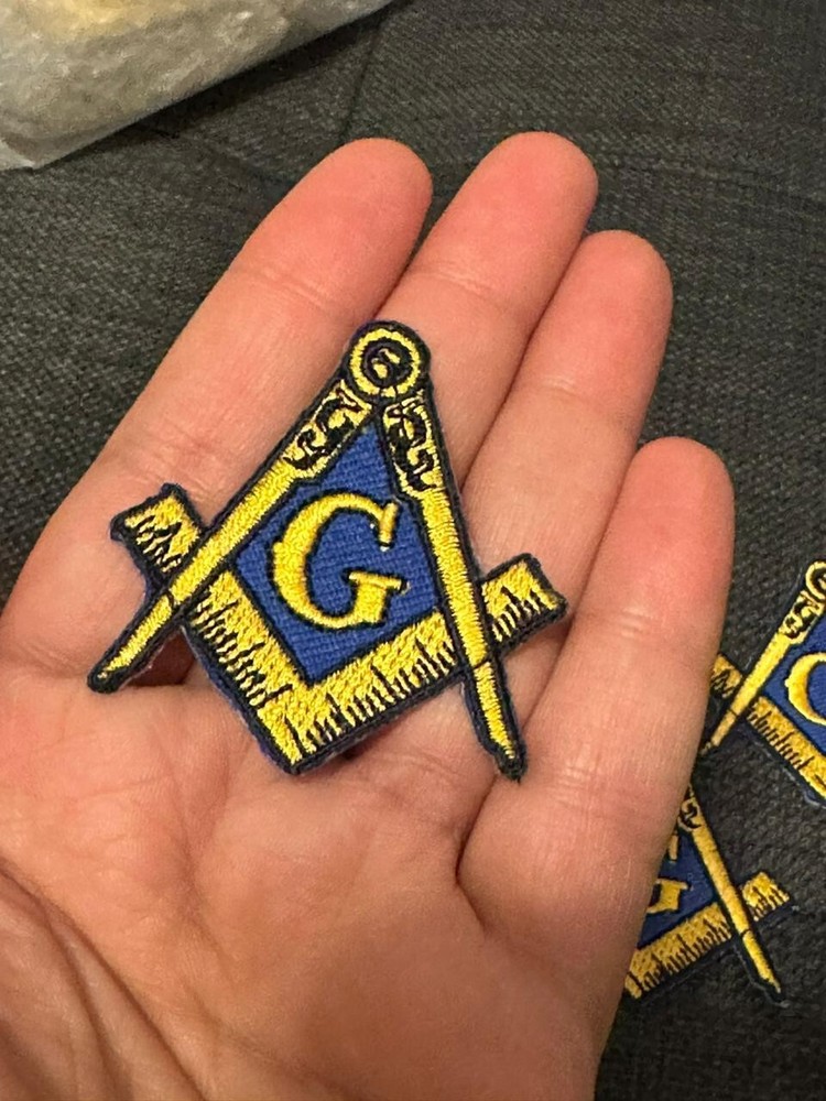 Masonic 3 inches Patch Iron square and compass blue and gold Patch
