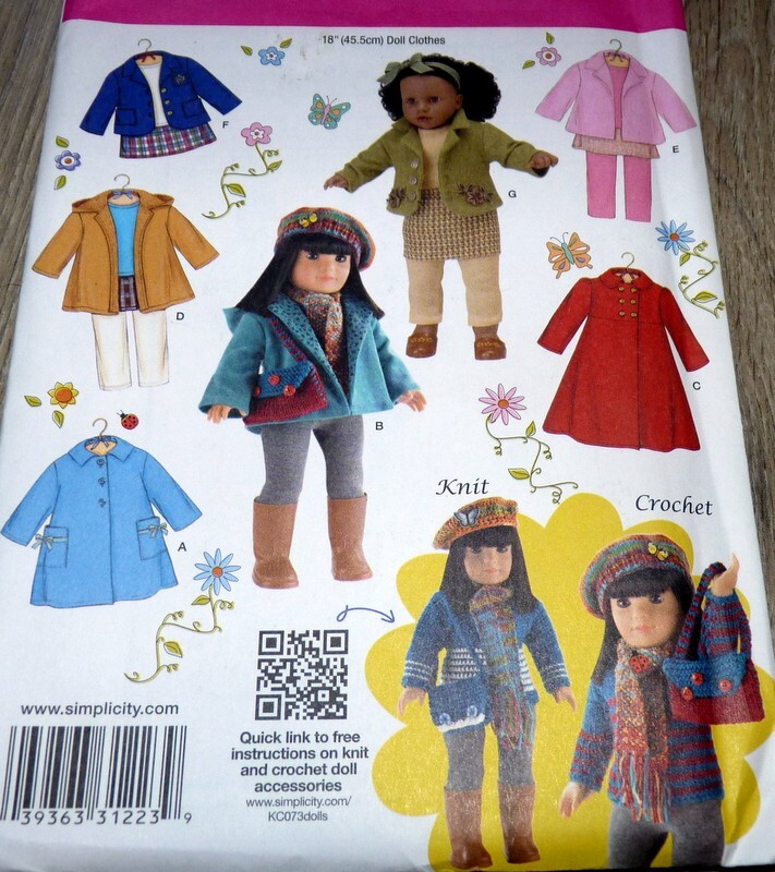 *GREAT VTG  18" DOLL CLOTHING SEWING PATTERN UNCUT