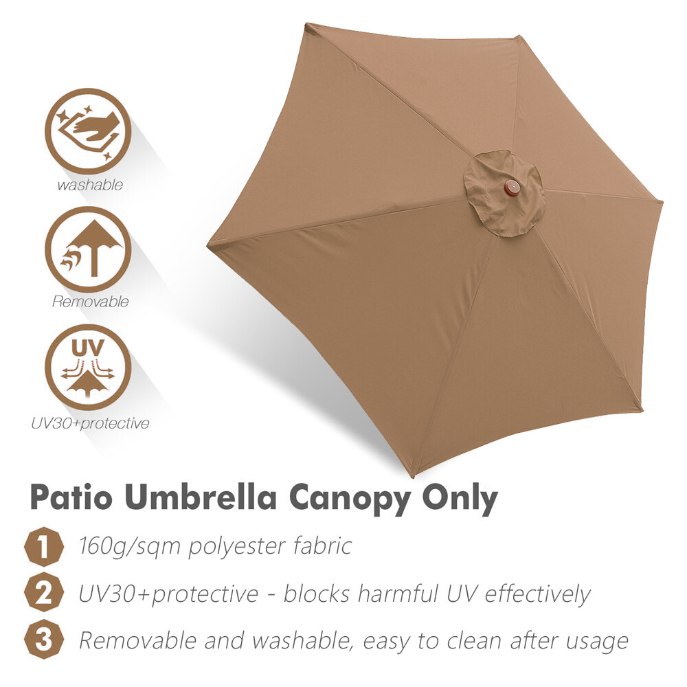 10ft Patio Umbrella Canopy Top Cover Replacement Fits 6/8 Ribs (Canopy Only)
