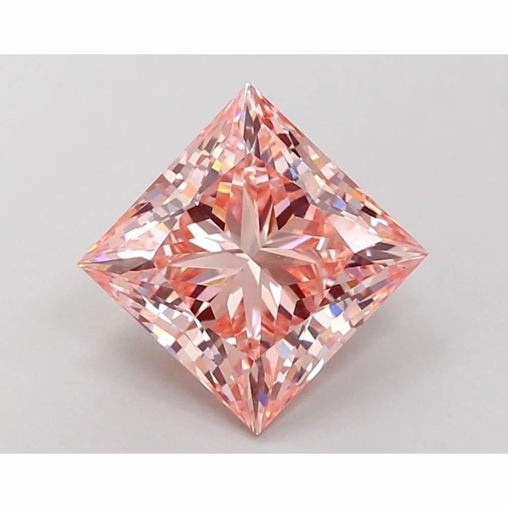 Pink Princess Cut Lab Created Diamond IGI