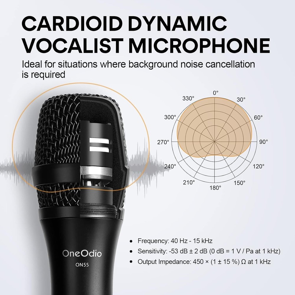 16.4ft XLR Wired Microphone with Cardioid Pattern for Superior Vocal Performance