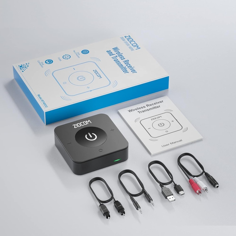 ZIOCOM Bluetooth Transmitter for TV PC Stereo Optical 3.5mm RCA Dual Link 2 Dev