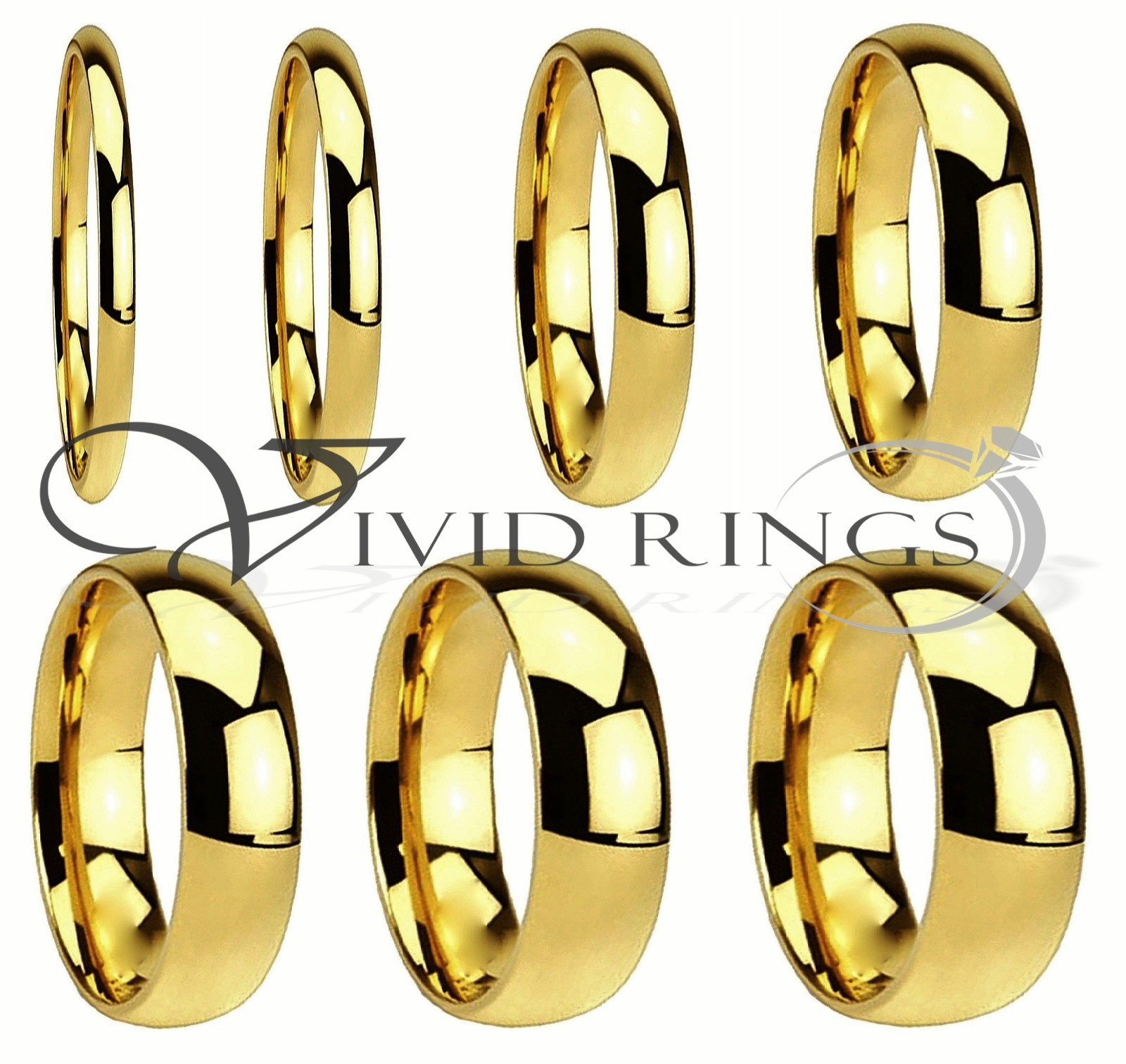 Gold Plated Stainless Steel Ring Plain Wedding Band Size 4 to 14.5