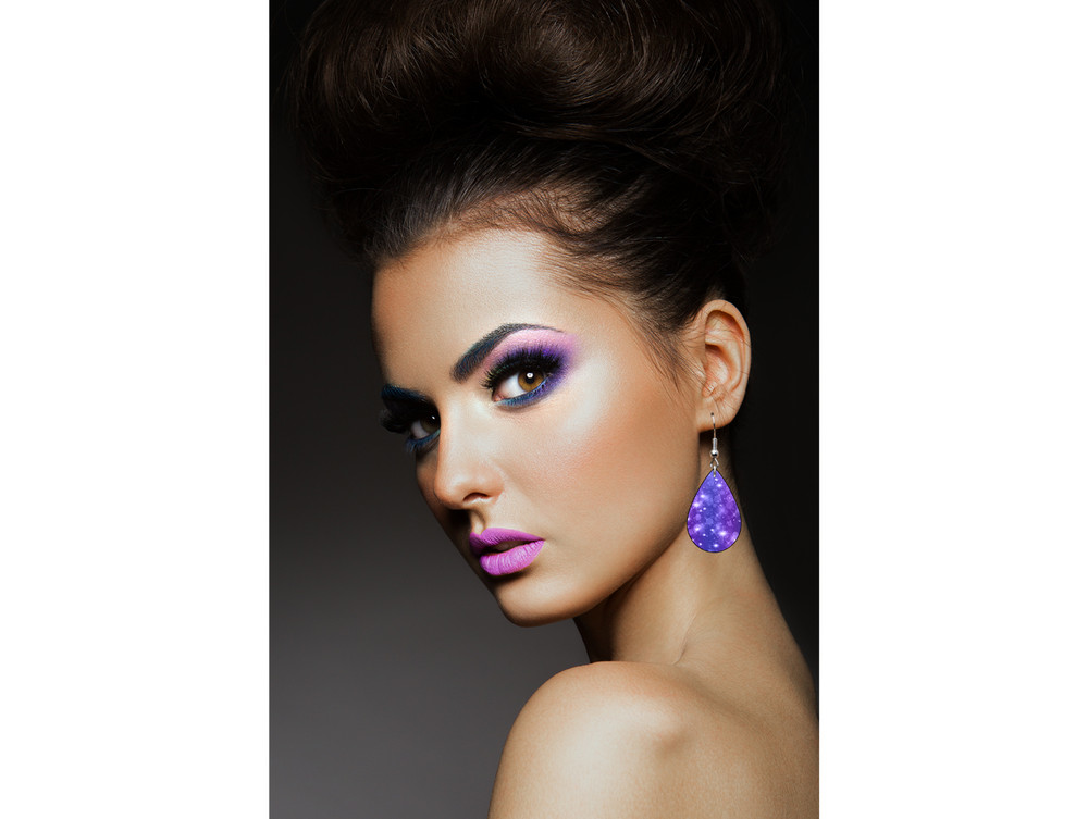 Purple Glitter Sparkling Teardrop Earrings