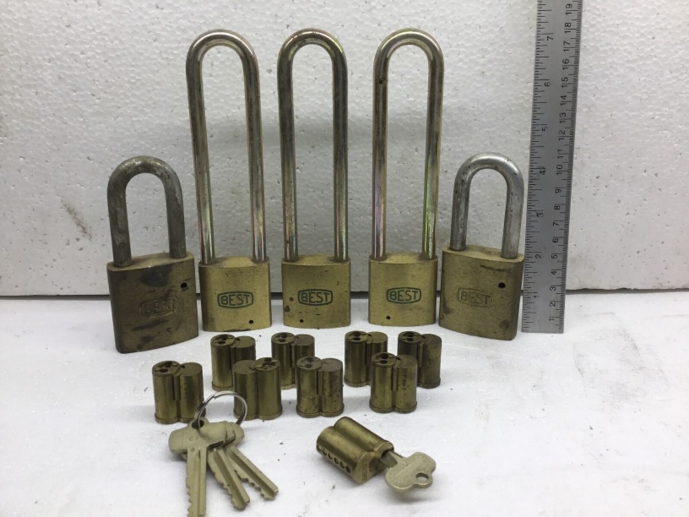 Lot x5 BEST Padlocks  3 Keys, Keyed alike Code G long short Control CORE