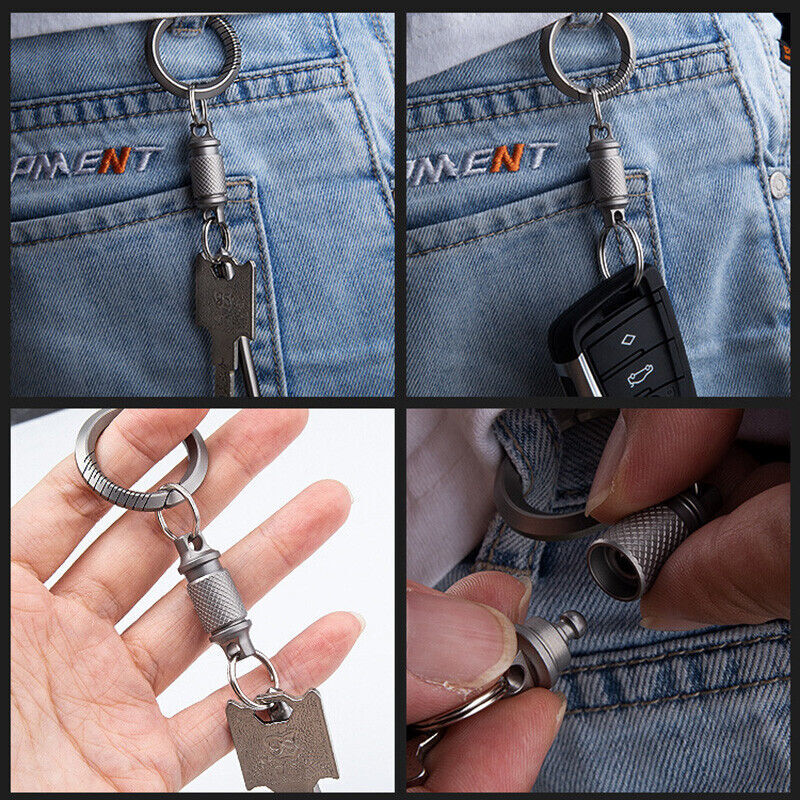 1PC Titanium 360 Degree Universal Quick Release Hanging Buckle Car Keychain EDC
