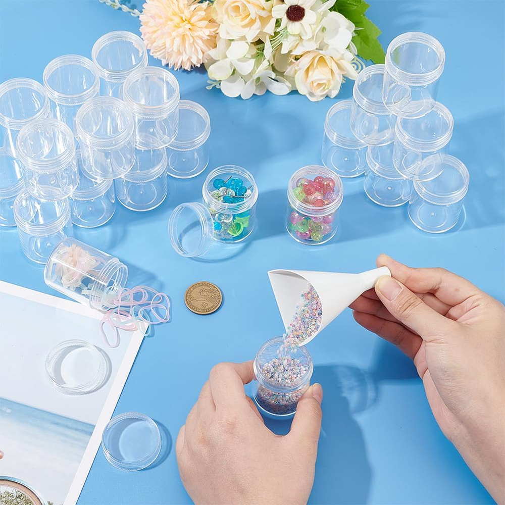 24 Pack 40Ml Clear Bead Jar Empty Plastic Storage Container 1.5X2Inch with Round