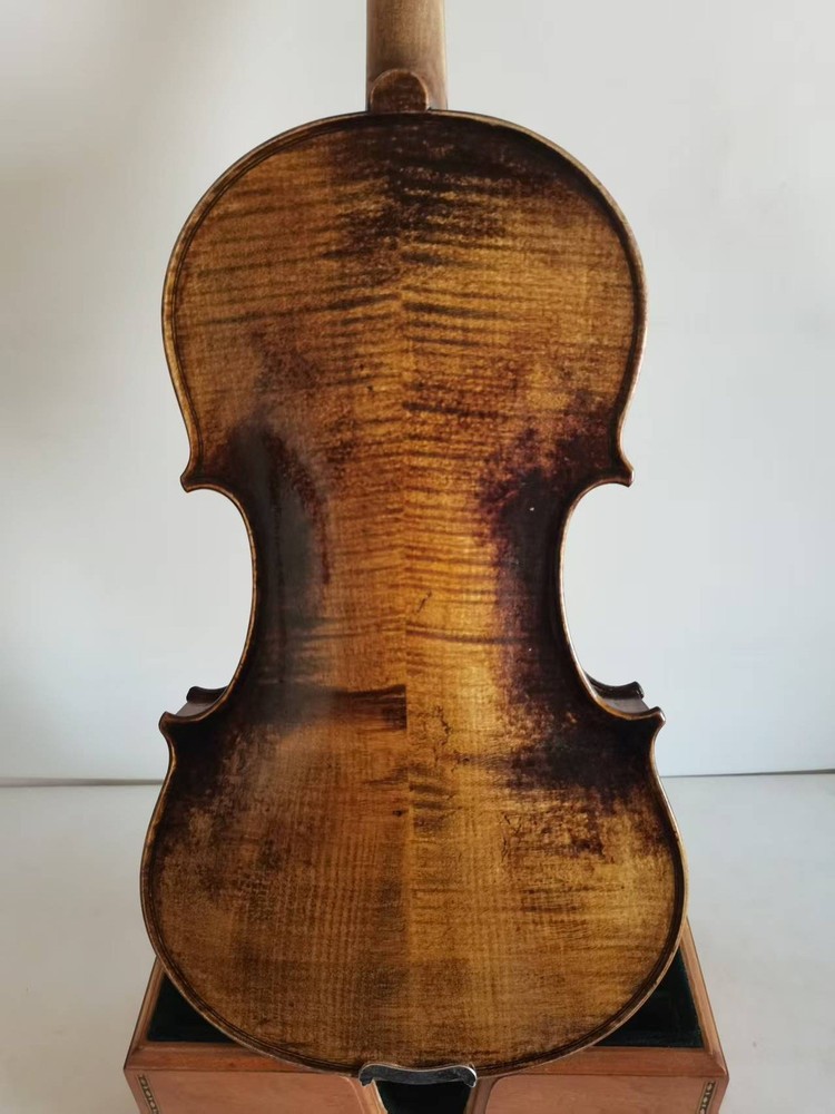 Master 4/4 violin Solid Flamed maple back spruce top hand Antique carved C2
