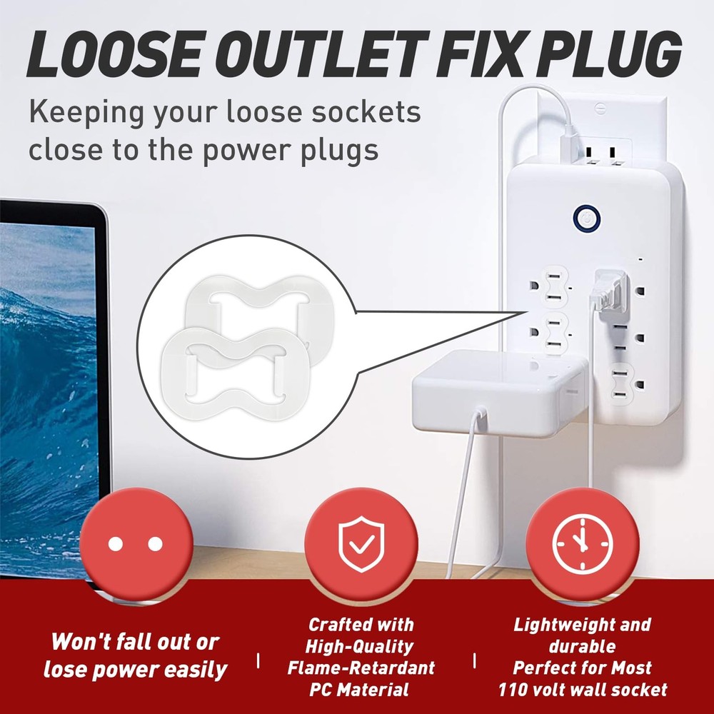 15-Pack Loose Outlet Fix Plug - Ensure Secure Connection 15-Pack, transparent