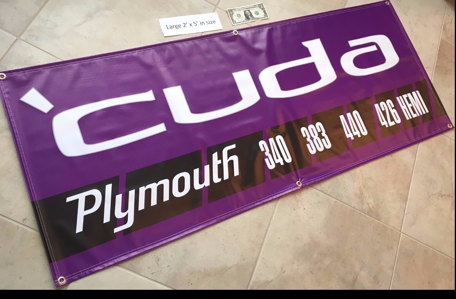 PLYMOUTH CUDA Garage Banner Sign (Large 2'x5')