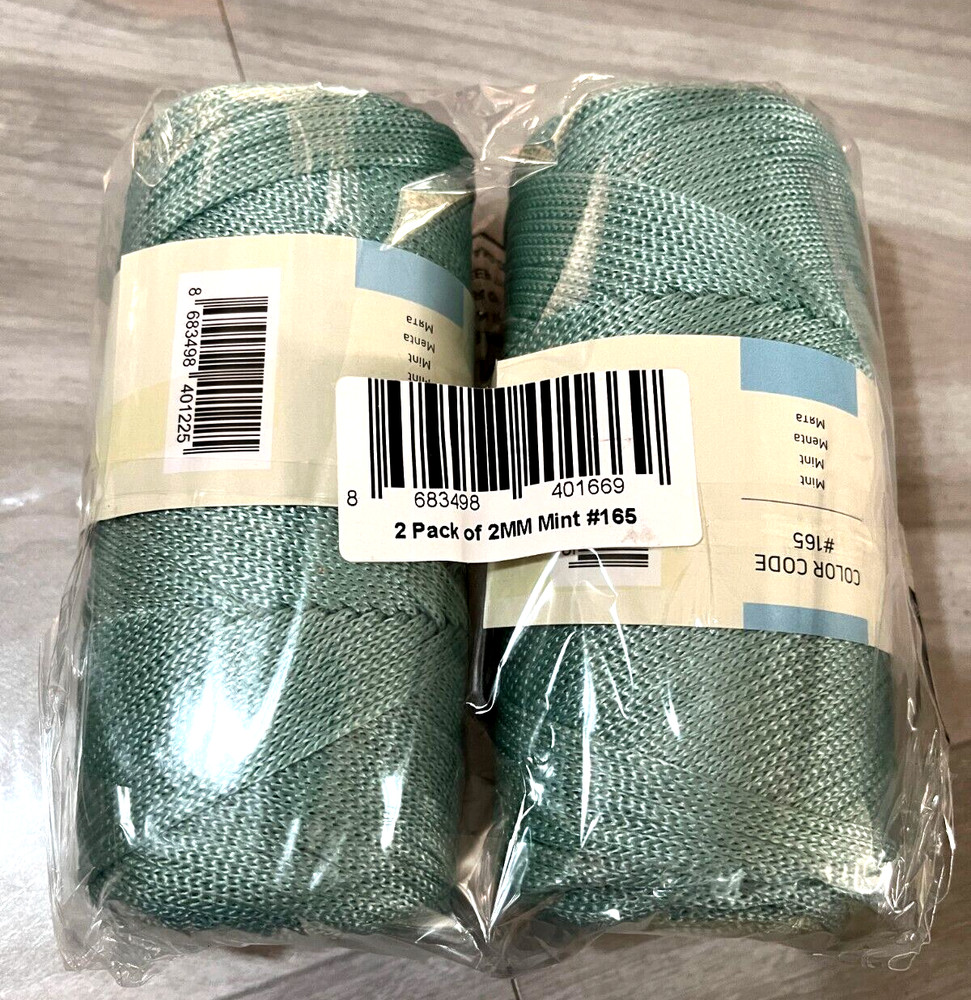 Sensy  Polyester Macrame Cord 2mm x 250 yards Polypropylene mint 2pack
