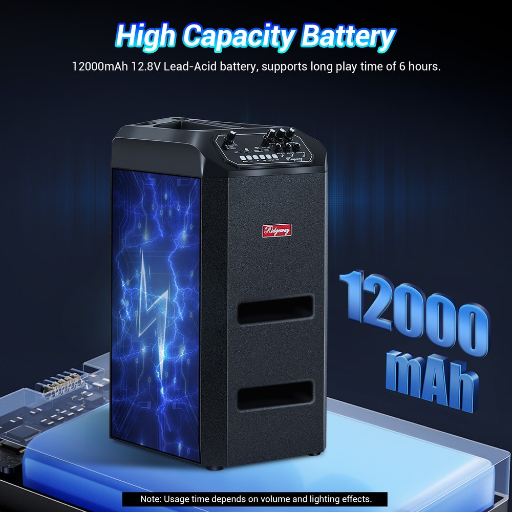 5000W 8"Portable Bluetooth Line Array DJ/PA Speaker System w/2 Wireless Microphe