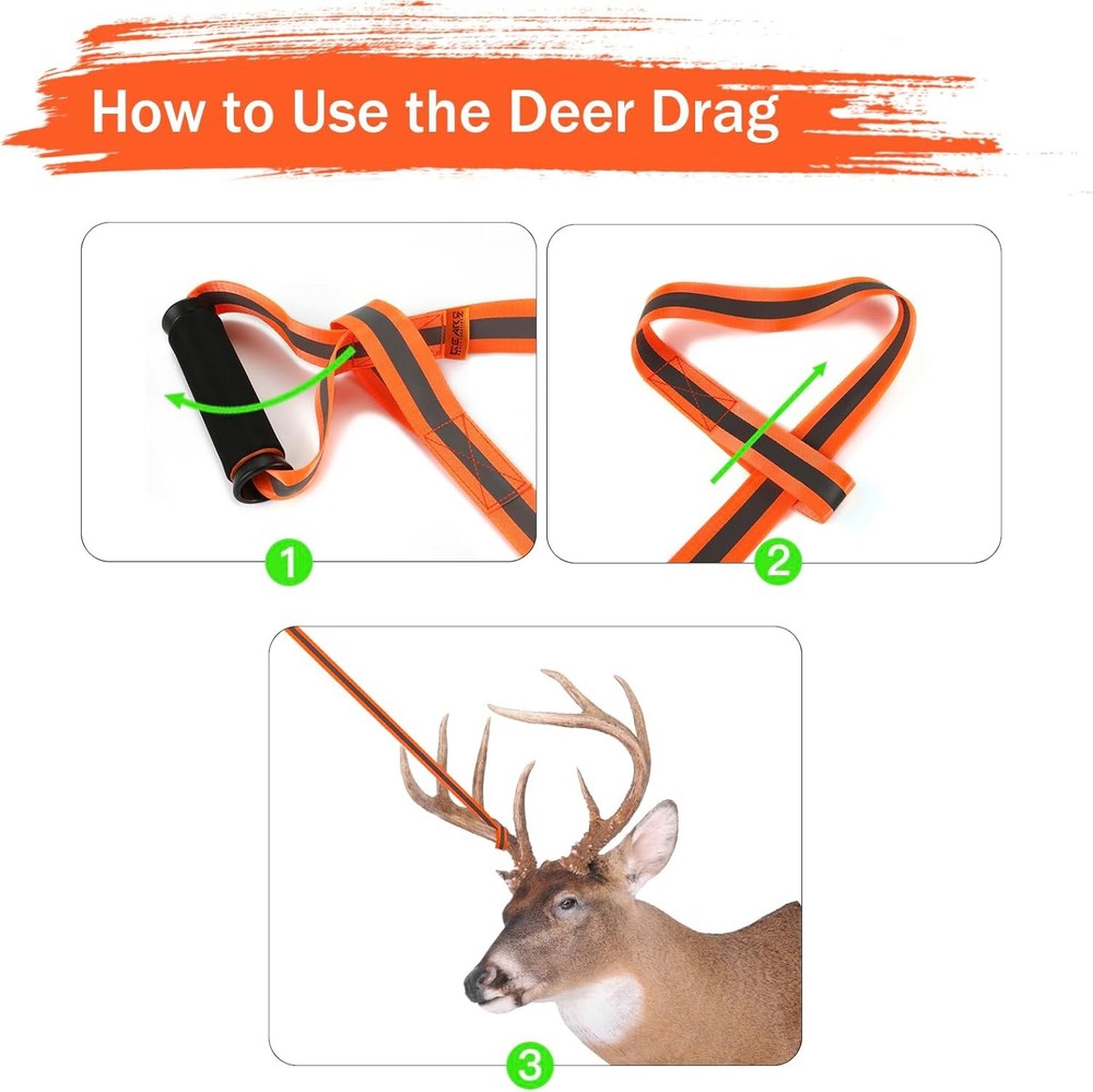 Deer Drag Ropes with Harness, 2PCS Durable Hunting Pull Strap 76"...