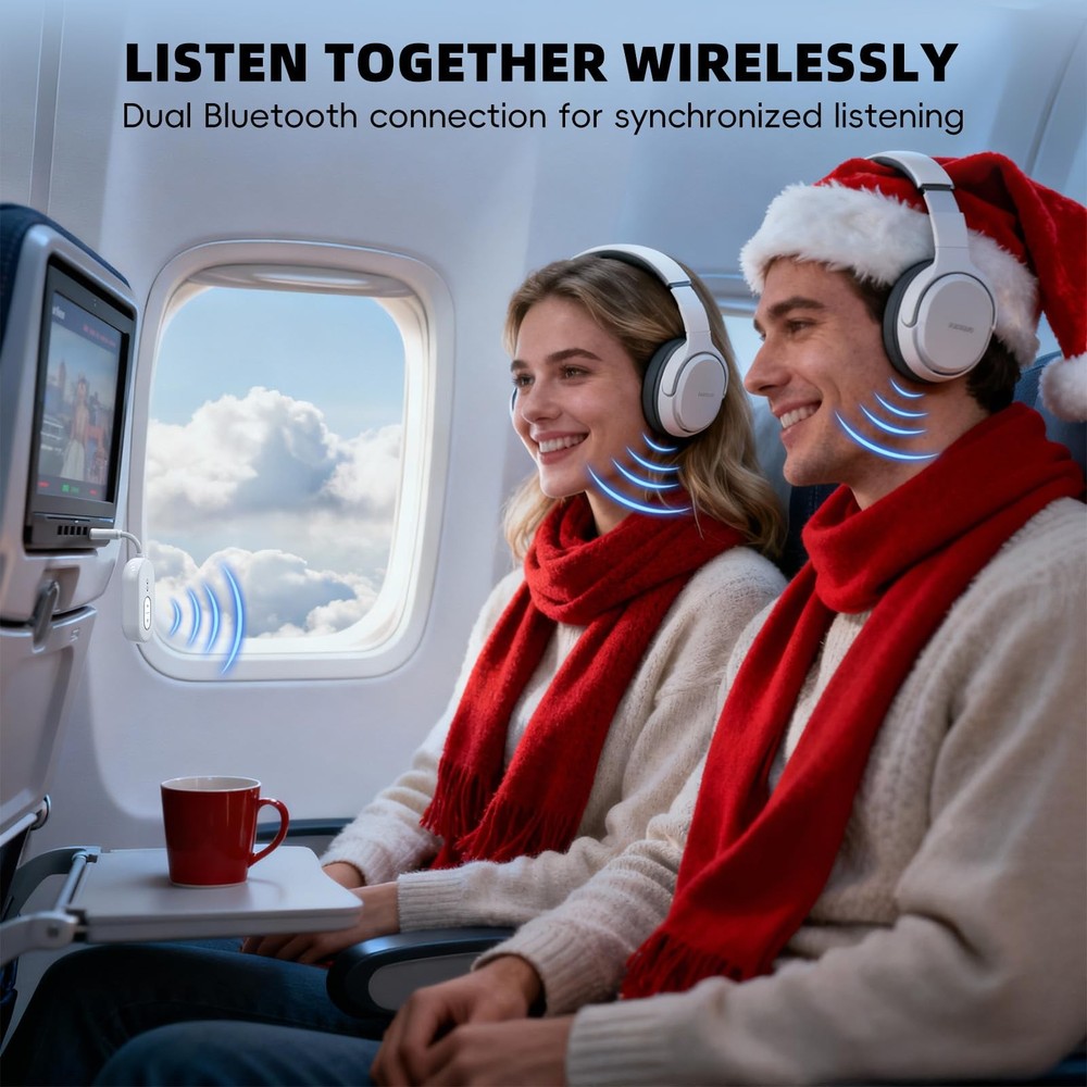 Bluetooth 5.3 Wireless Audio Transmitter & Receiver, 3.5mm AUX Adapter, Suppo...