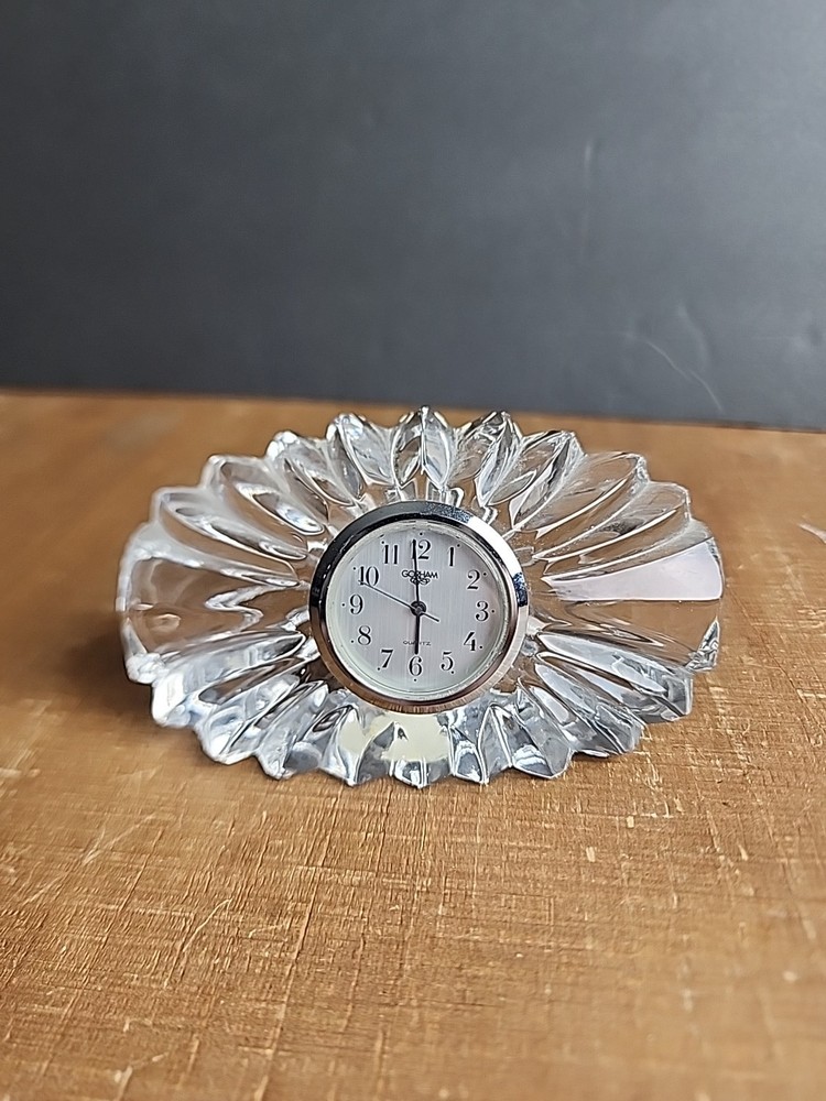 Gorham Decorative Crystal Clock Full Lead Crystal Needs Battery