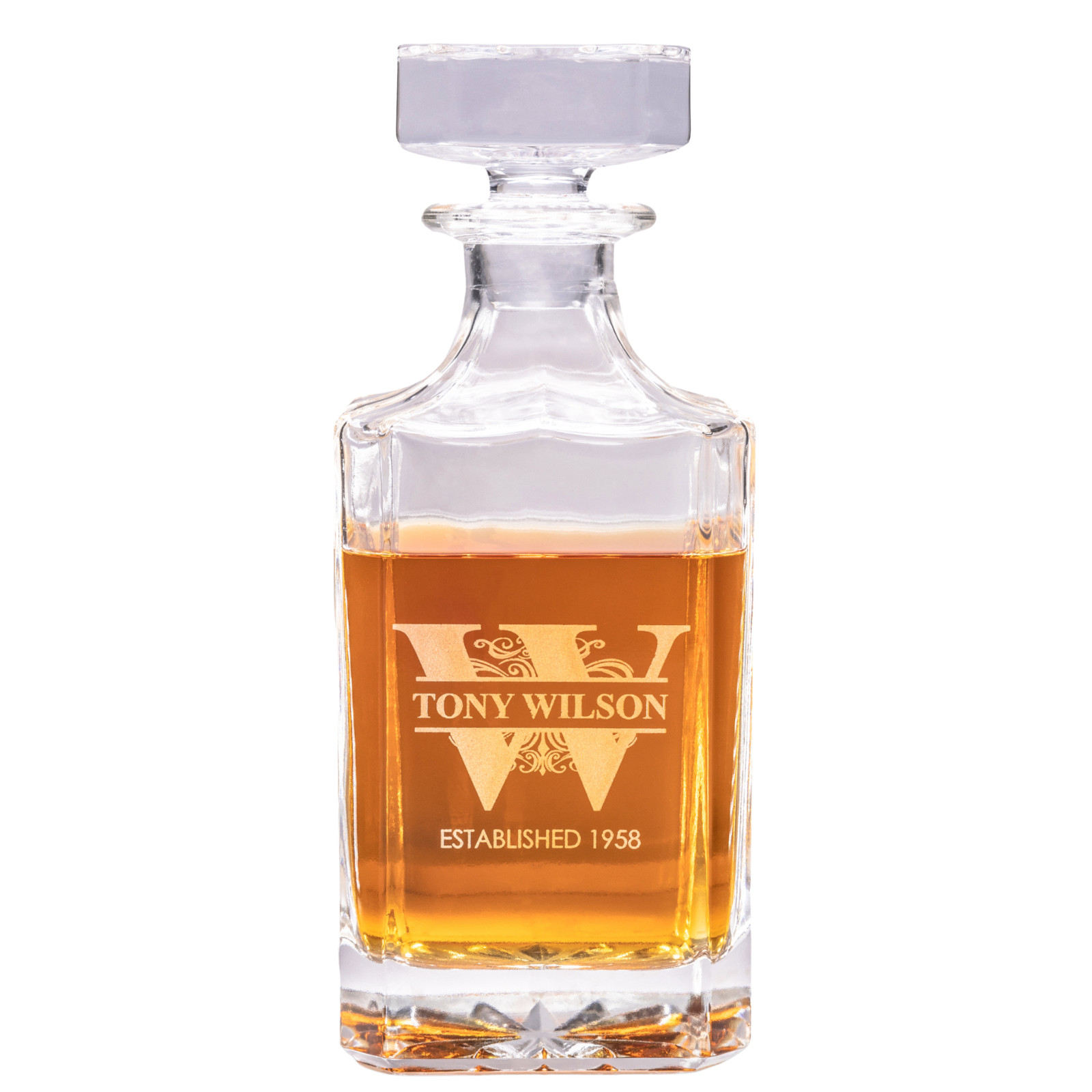 Personalized Whiskey Decanter – 750ml Engraved Whisky Decanter Glass And Stopper