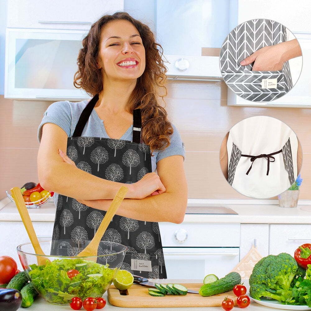 3 Adjustable Aprons Waterproof 2 Pockets Baking Household Cleaning