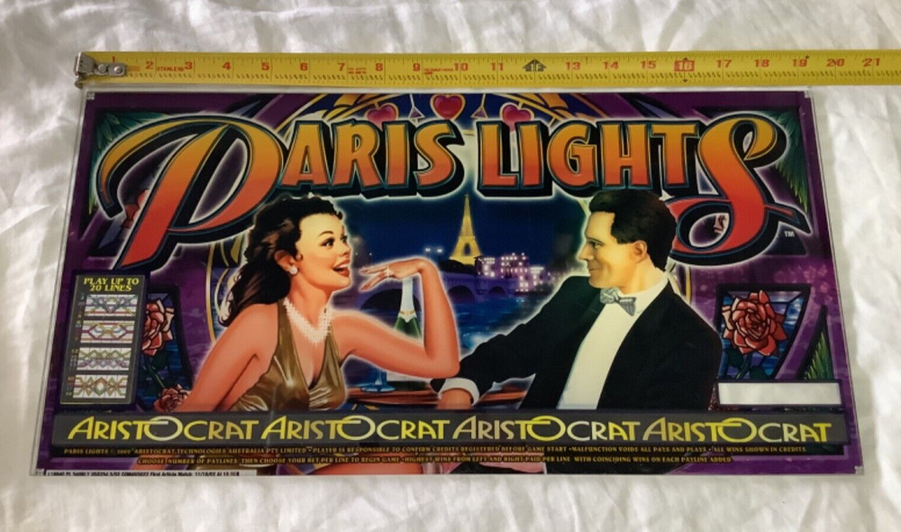 Slot Machine Plastic Insert Face Plate Paris Lights