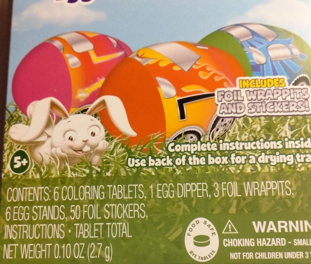 Dudleys Easter Egg Decorating Kit Hot Rods Dye Foil Stickers Stand Dipper