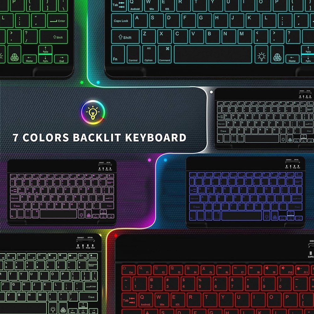 Backlit Bluetooth Keyboard Small Portable Wireless Black