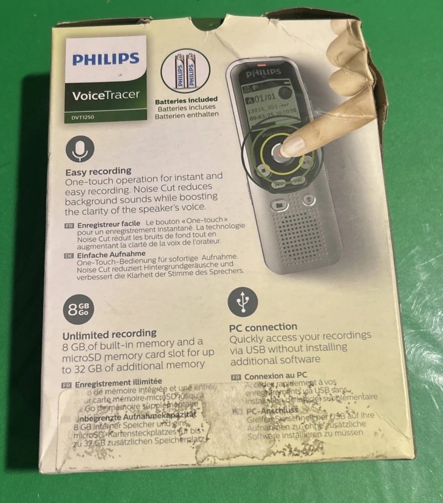 Philips Voice Tracer DVT1250 Audio Recorder For Notes And Ideas