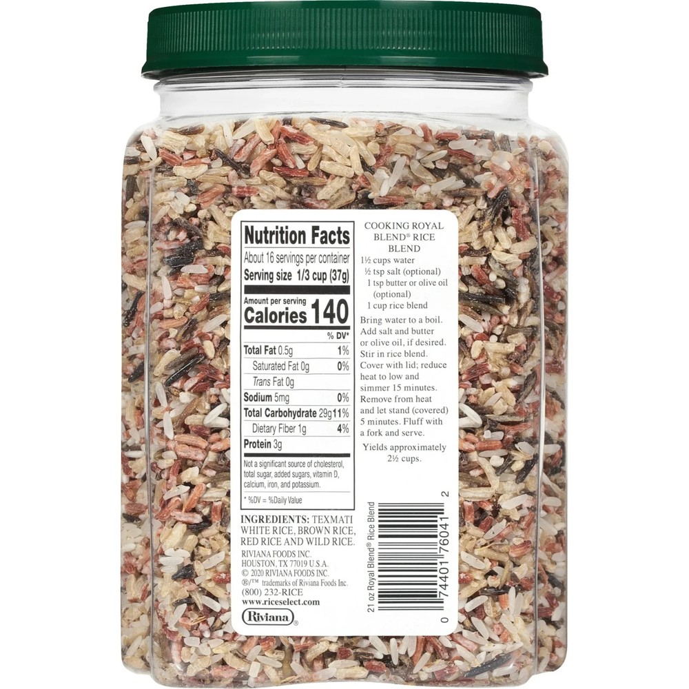 RiceSelect Royal Blend Rice, Texmati Rice Blend, 21 oz Jar