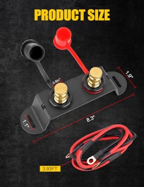 Battery Jump Post Kit with Remote Terminals, Steel Mount Bracket and