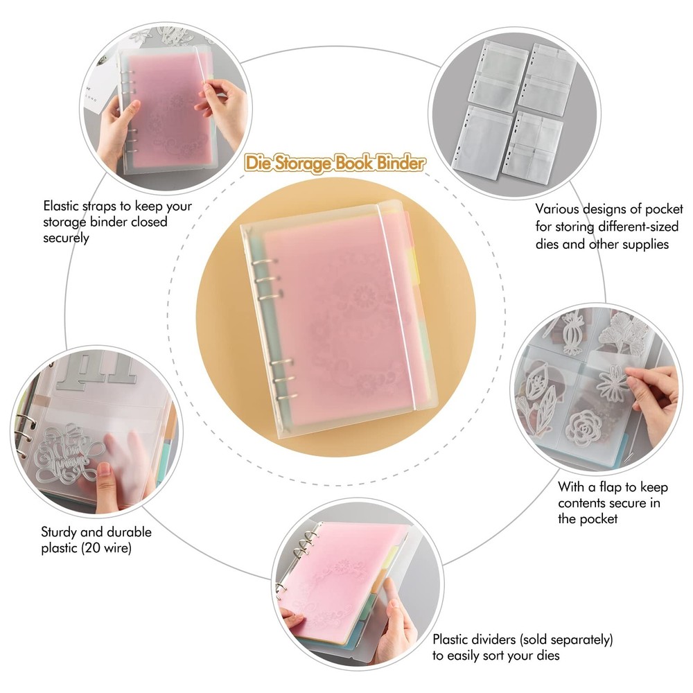 BAOFALI 40 Pages/2Set A5 6 Ring Clear Stamps Storage Embossing Folder Storage...