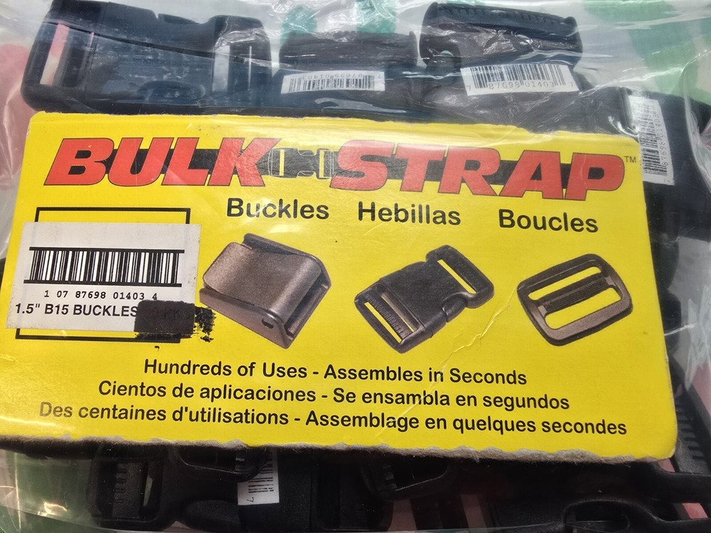 Side Squeeze Buckle - BULKSTRAP B15 - 1.5 Inch - Black - 20 Pack